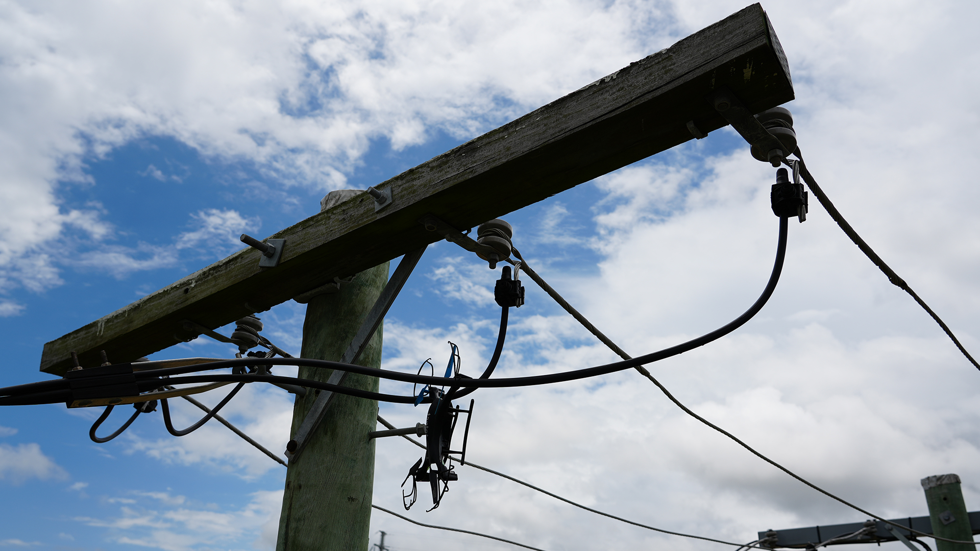 Drone in powerlines