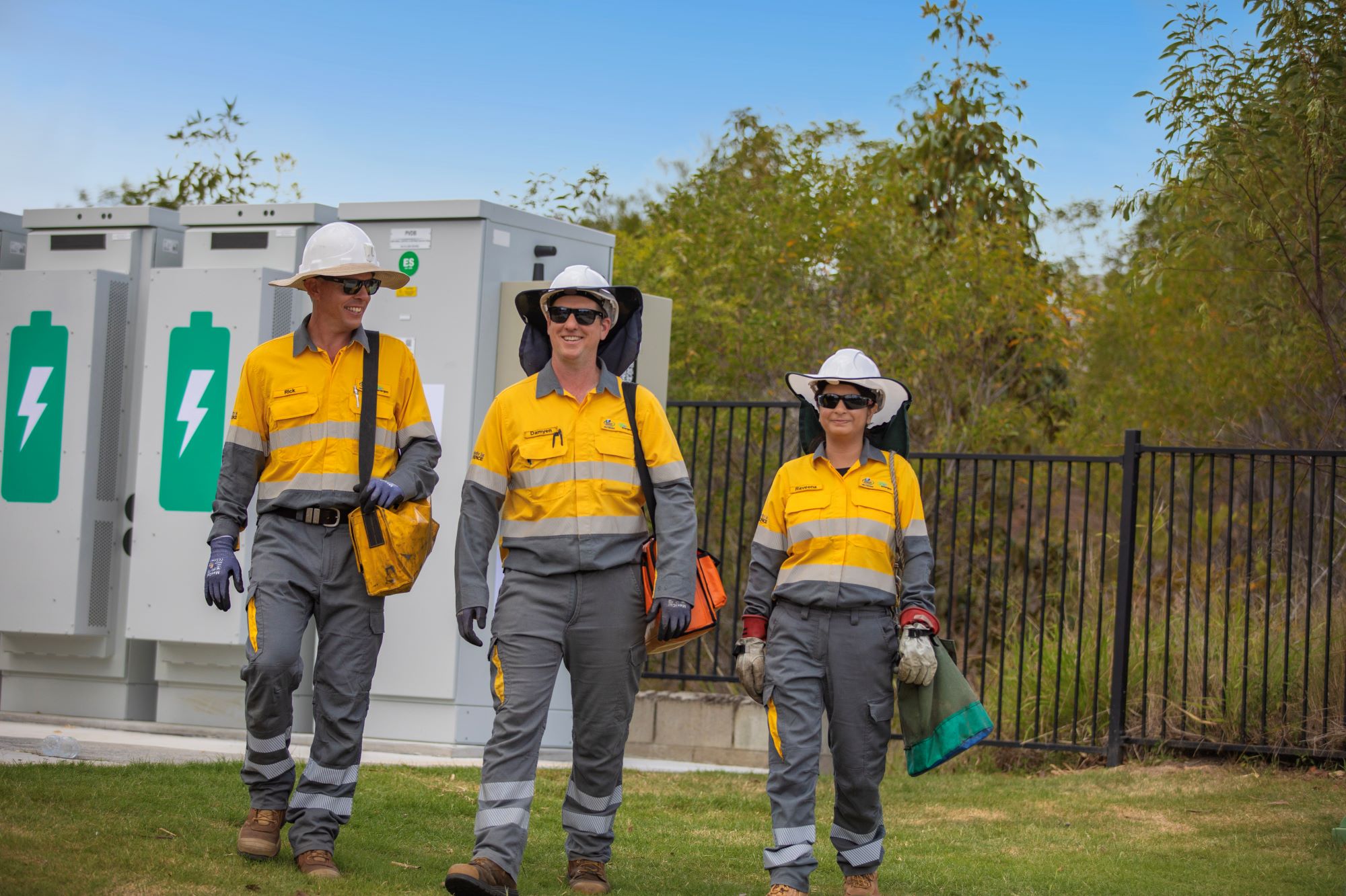 Field crew in front of battery