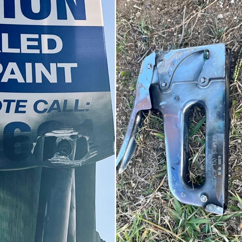 Damage caused by posting an illegal sign on a power pole.