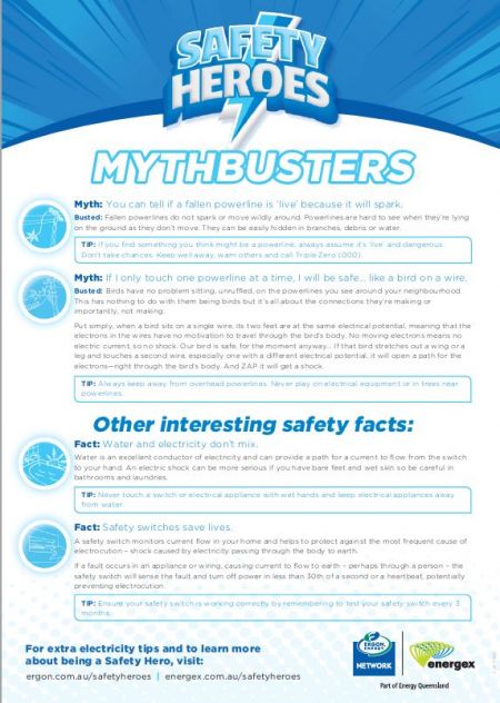 A list of myth busters summary as part of the Safety Heroes program