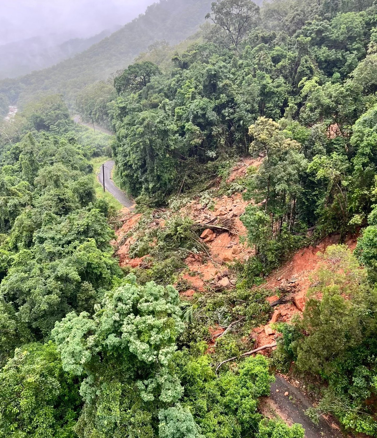 Landslide network damage Crystal Creek 