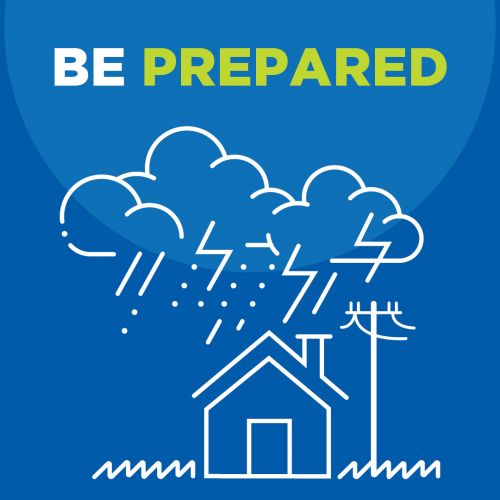 Be prepared infographic with clouds over a house