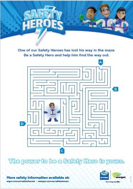 A maze drawing game as part of the Safety Heroes program