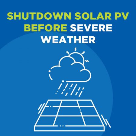 Graphic showing solar panels and storm 